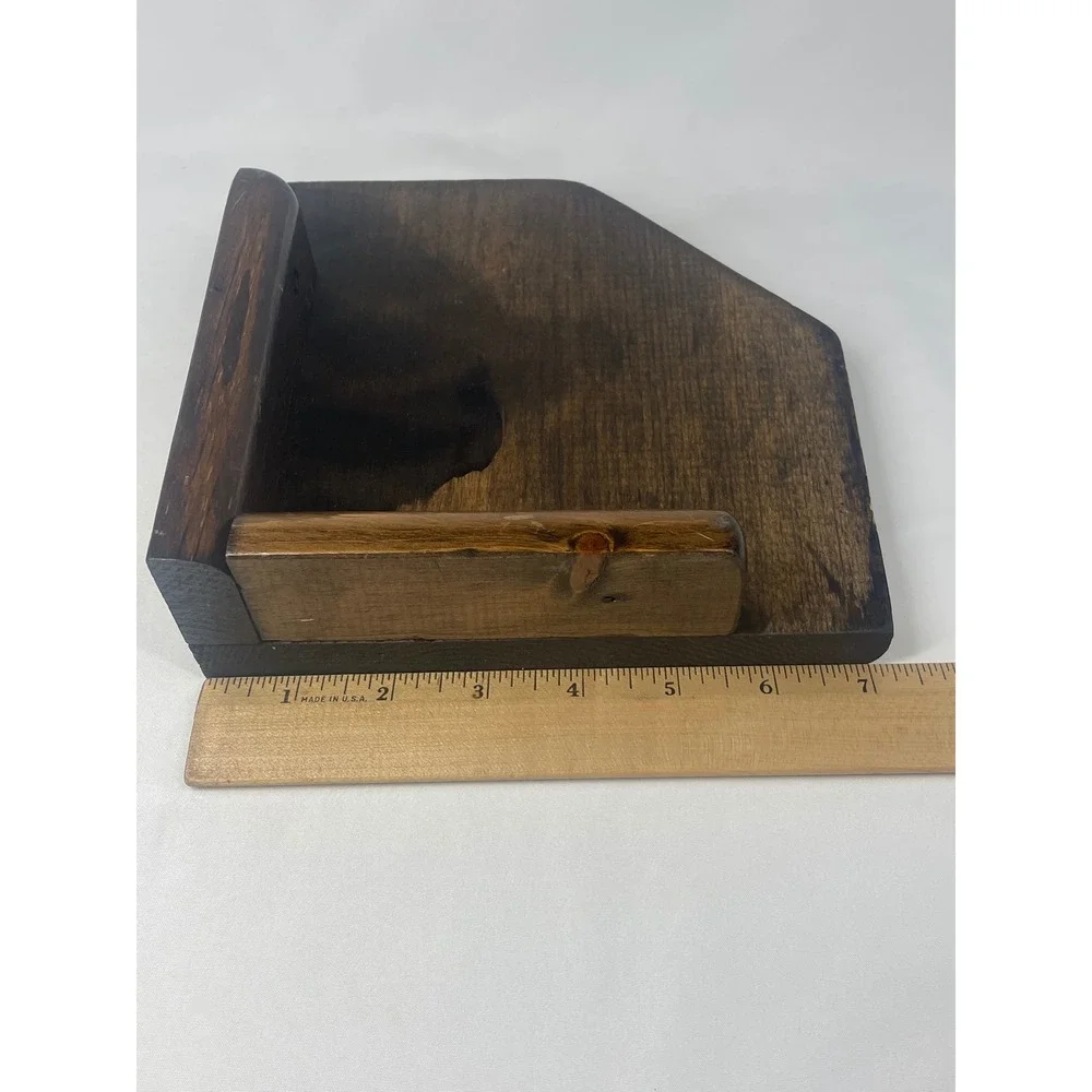 Vintage Wood Corner Display Shelf Walnut 7.25